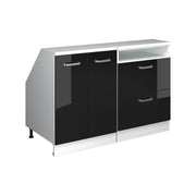 Set di mobili sottotetto Rion Nero lucido/Bianco 120 cm Set di 2 carcasse armadio profondità 60 cm Vicco