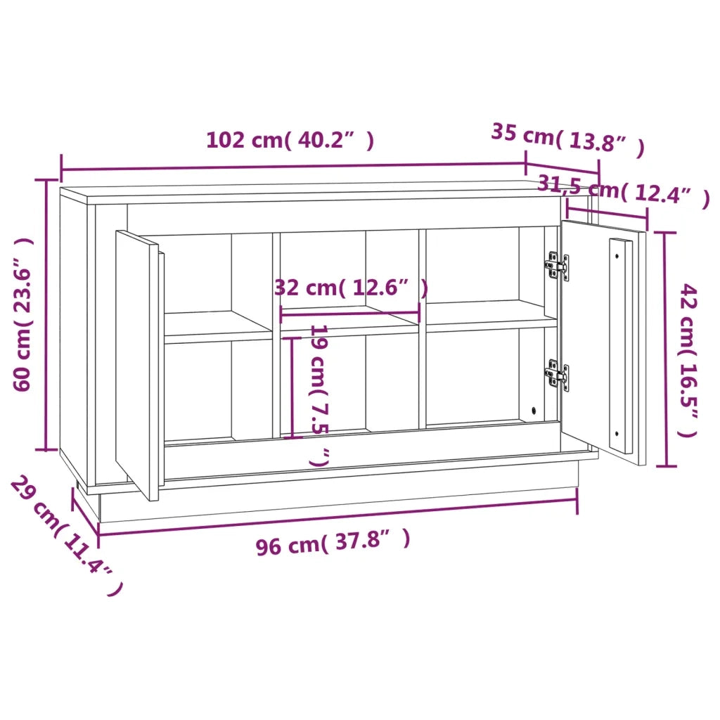 Credenza Grigio Sonoma 102x35x60 cm in Legno Multistrato 831883