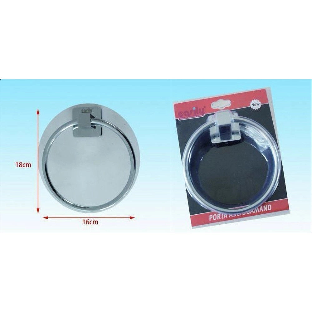 Trade Shop - Anello Porta Asciugamano Asciugamani A Parete Fissaggio Viti Cromato Bagno 52203a -