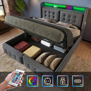 letto imbottito cotone lino grigio 140 x 200 cm