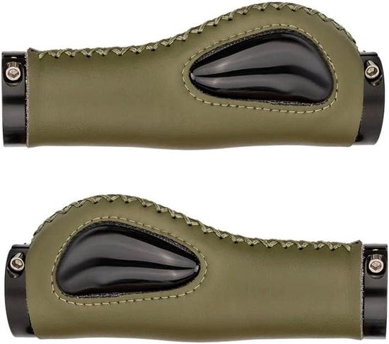 Manubrio in silicone per mountain bike con assorbimento di shock - Verde oliva con manubrio ammortizzato.