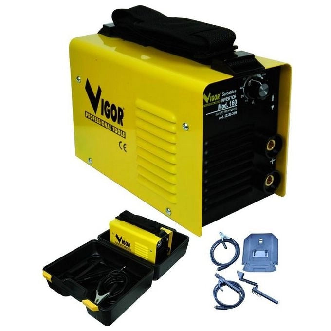 Vigor Saldatrice Inverter 160 MMA ad Elettrodo 20-160A Tensione a Vuoto 60V Elettrodi 1,5-4,0 mm Peso 4 Kg