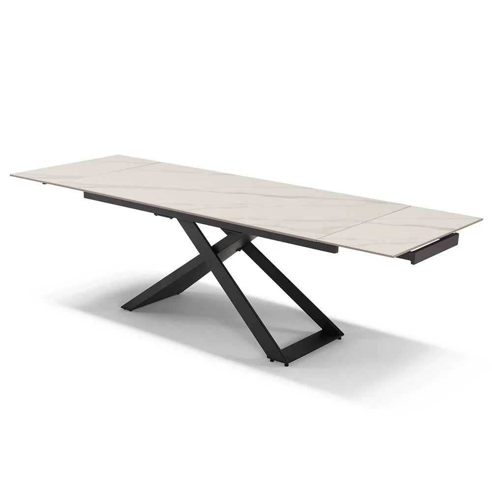 Tavolo allungabile da pranzo Marmo 180x90 HIDRA fino a 260 CM per sala da pranzo, cucina e soggiorno, design moderno con top in grès ceramico