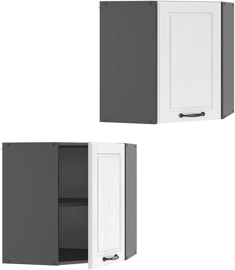 Mobile angolare da cucina R-Line, Bianco casa di campagna, 57 cm, per la libera combinazione all'interno di sistemi cucina modulari