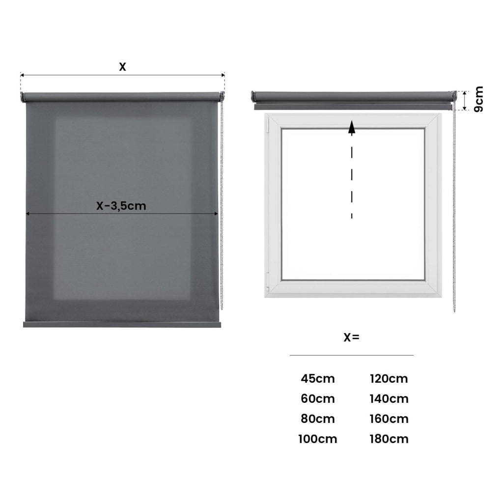 Tenda a rullo traslucida Premium con finitura metallizzata Grigio scuro 80x250 cm