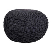 Puff de algodón trenzado gris oscuro 45x45x30