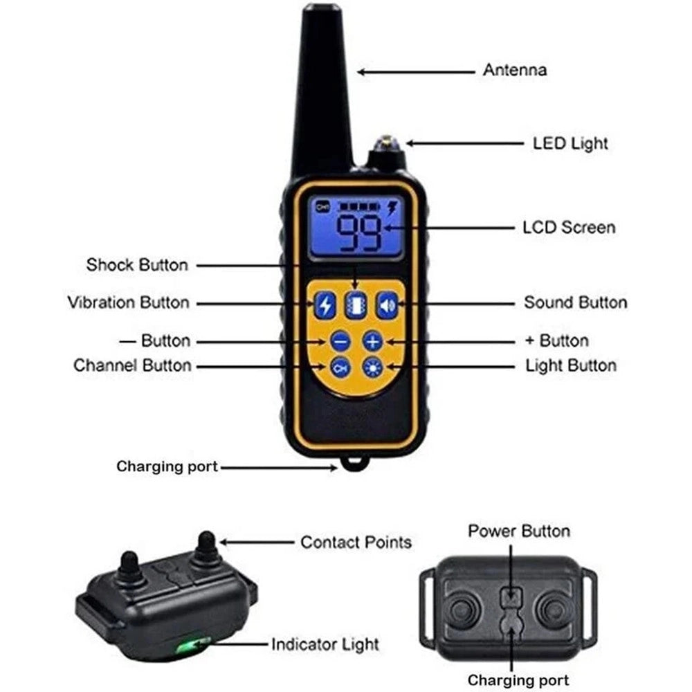 Trade Shop - Collare Da Addestramento Per Cani Antiabbaio Telecomando Ricaricabile Ipx7 Impermeabile -