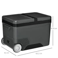 Frigo Portatile Elettrico 35L da 12 Volt con Maniglia e Schermo LCD, 63.2x42x42.8 cm, Grigio