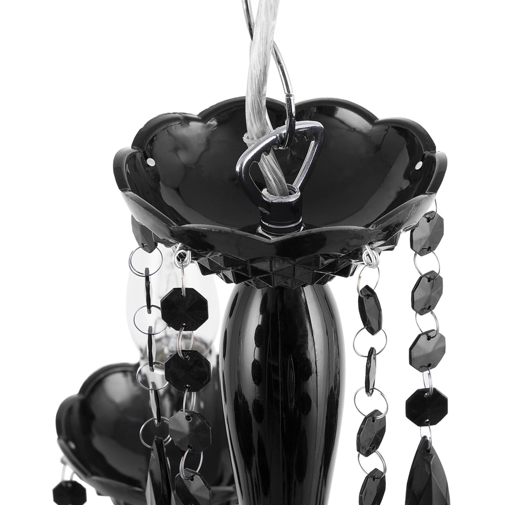 Lampadario Nero con Cristalli 4 Luci Glam illuminazione moderna