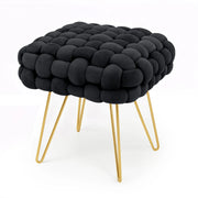 Pouf sgabello in velluto intrecciato 38 cm DOTTY Nero
