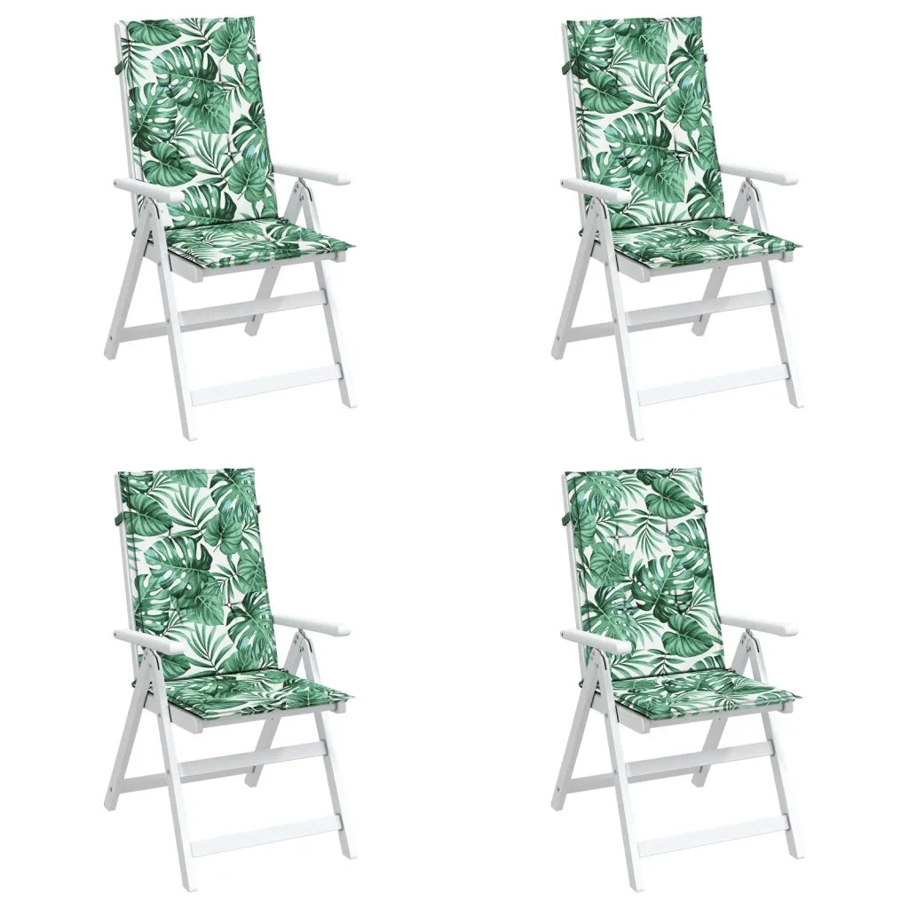 Cuscini per Sedia Schienale Alto 4 pz Motivo Foglie in Tessuto 361245