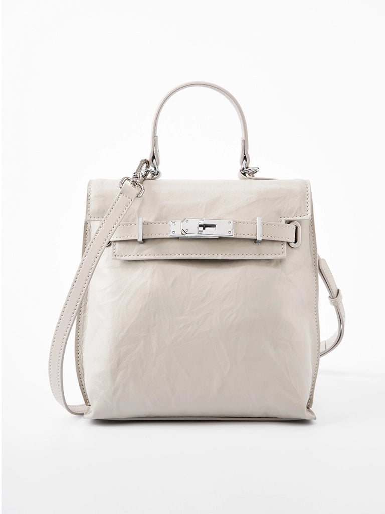 Zaino da viaggio da donna in vera pelle, colore bianco