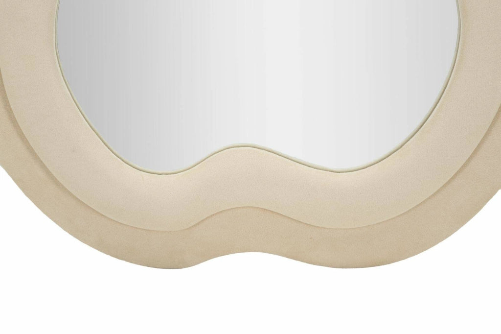 Specchio Marylin, Specchiera, Articolo d'arredo a muro, Decorazione con specchio, 60x4 h160 cm, Crema