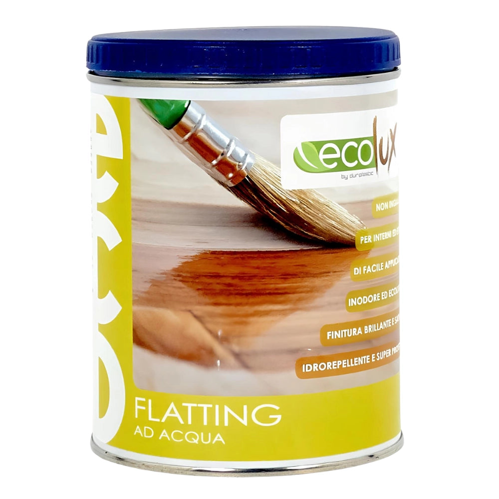 Ecolux flatting ad acqua vernice lucida per legno trasparente *** formato 0,750 lt, confezione 1