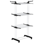 Stendibiancheria 4 Livelli Pieghevole con Rotelle ¨C Zephmum ¨C Nero Metallo 73x64x177 cm