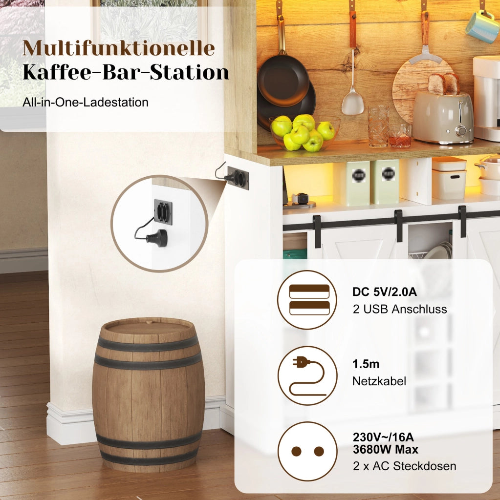 Mobile colonna cucina MDF con LED RGB e vetrina 110x40x191 cm