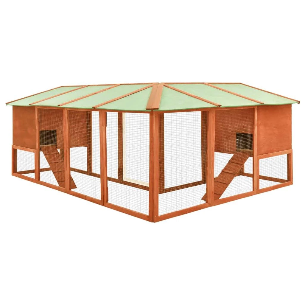 Conigliera da esterno con recinto 250 x 192 x 105 cm legno massello di abete marrone 02_0000596