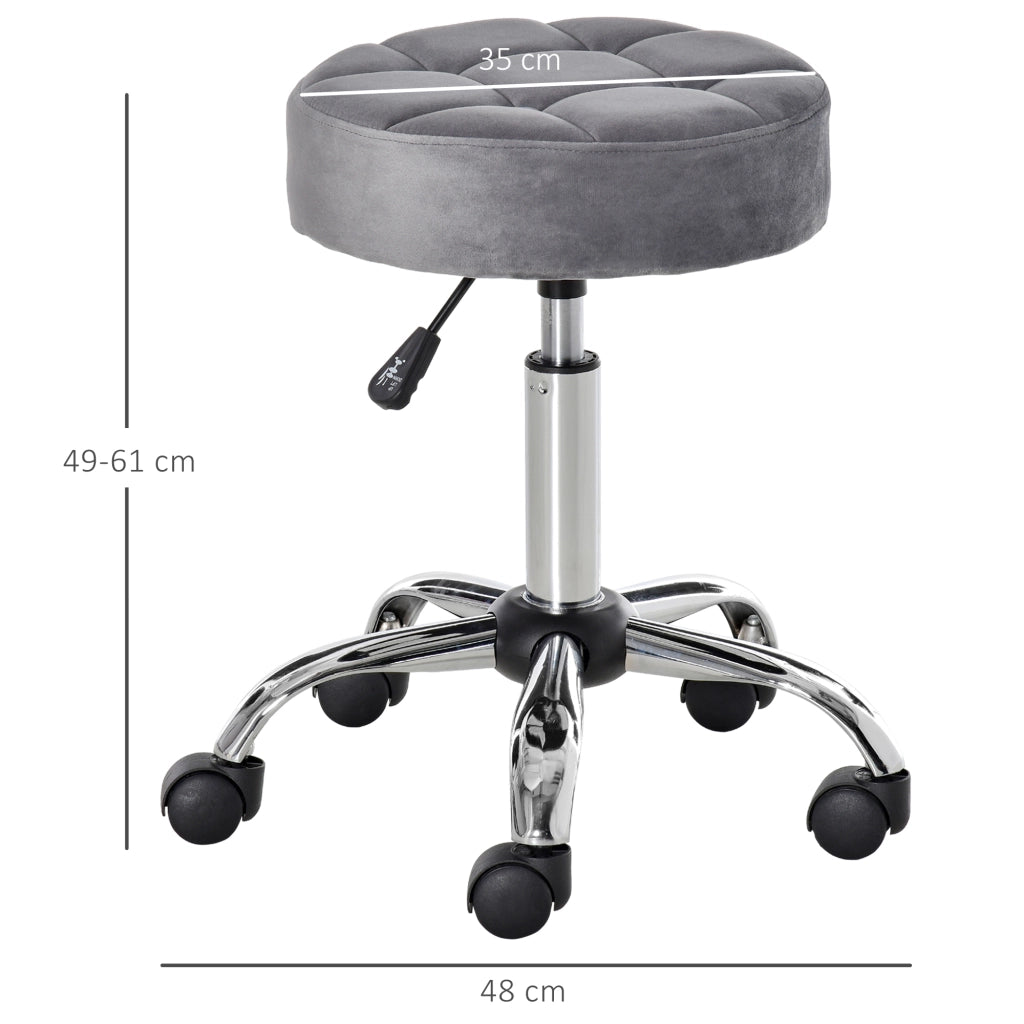 SGABELLO Regolabile in Altezza Ø35 x 49-61 cm Poliestere Grigio Chiaro con Ruote