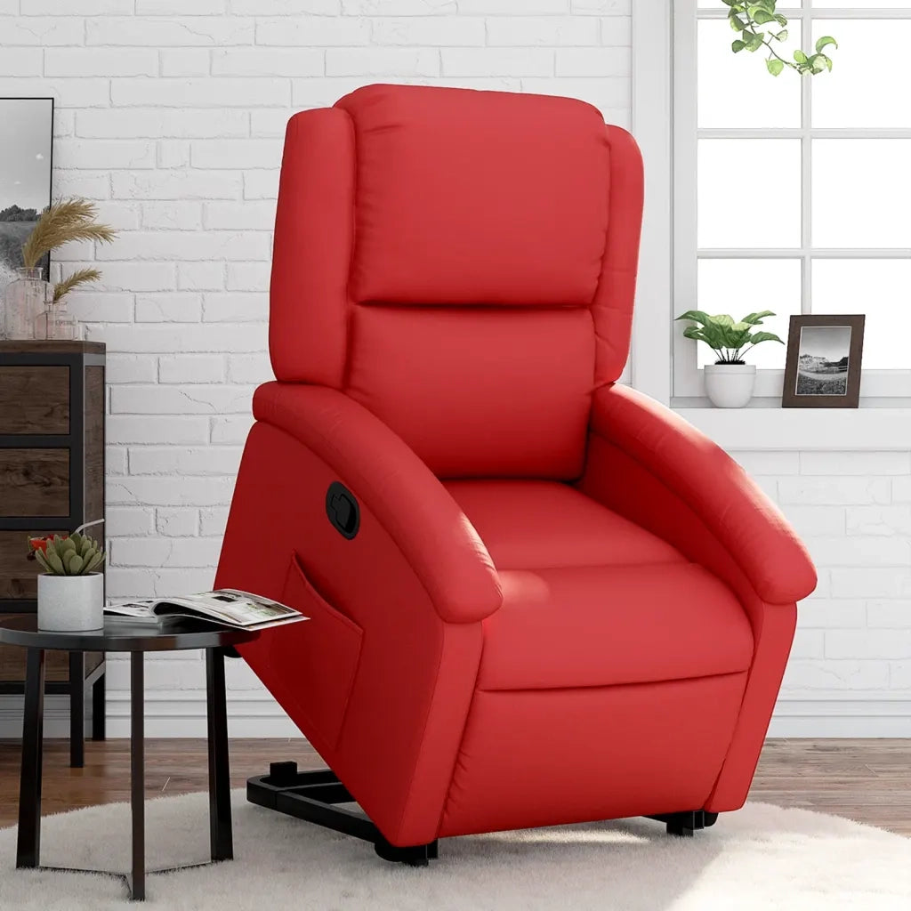 Divano Sedia-Poltrona Alzapersona Reclinabile Rosso in Similpelle 245191