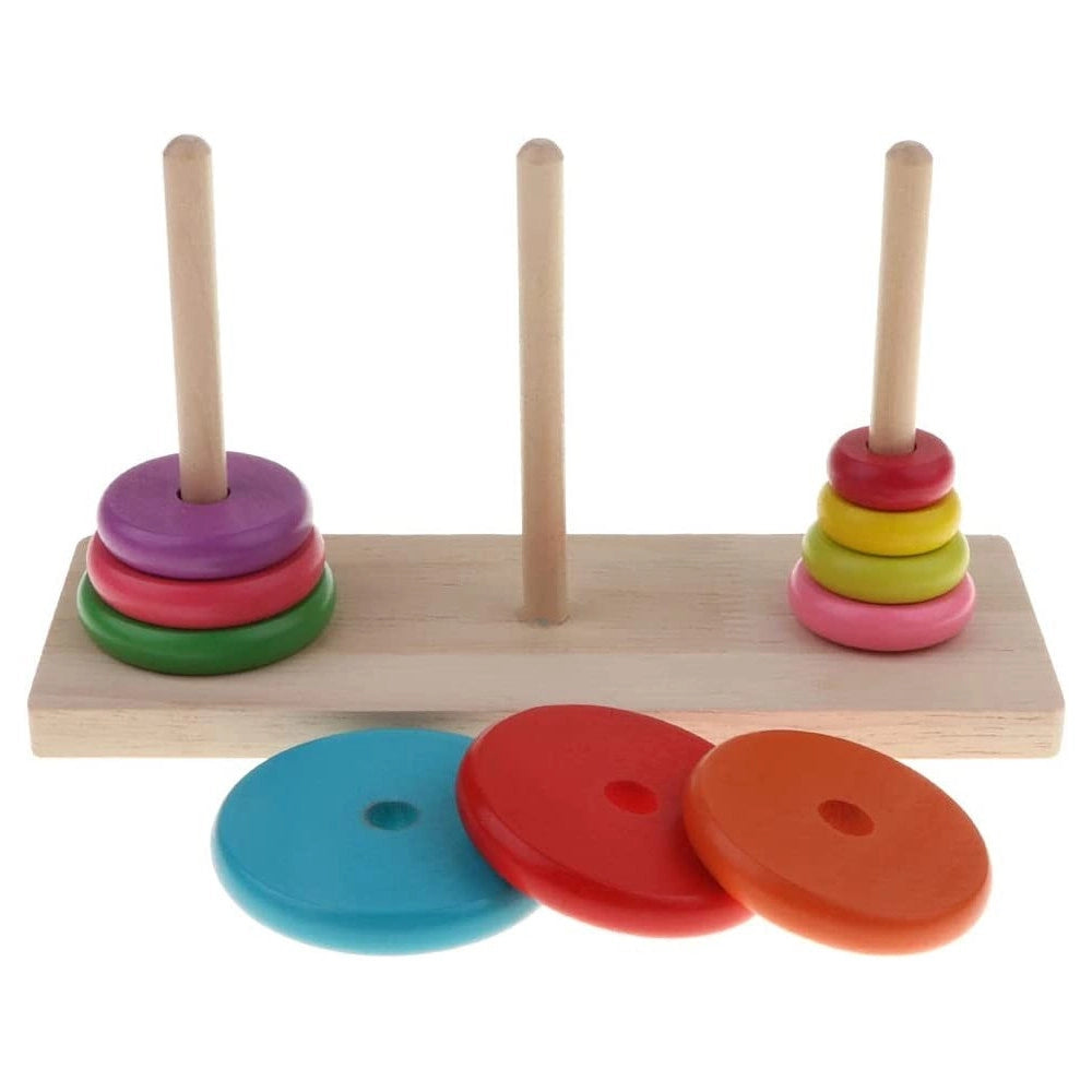 Trade Shop - Torre Di Hanoi Giocattolo Per Bambini Impilatore Blocchi Legno Gioco Educativo -