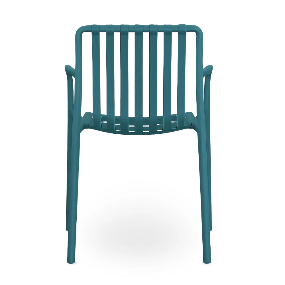 Sedia Iside da esterno in plastica verde petrolio comfort premium con braccioli