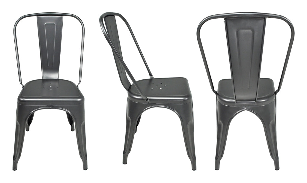 Sedia industriale in metallo grigio, sedia impilabile - Maggie (2 pz.) - SD01MAM