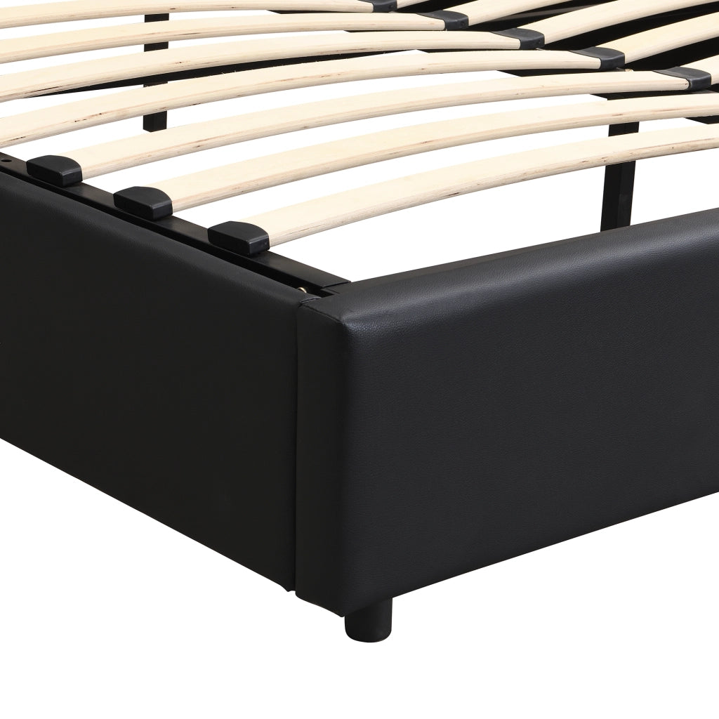 Letti contenitori 180x200 cm; sollevabile idraulico con USB e ricarica wireless; PU nero (Senza materasso)
