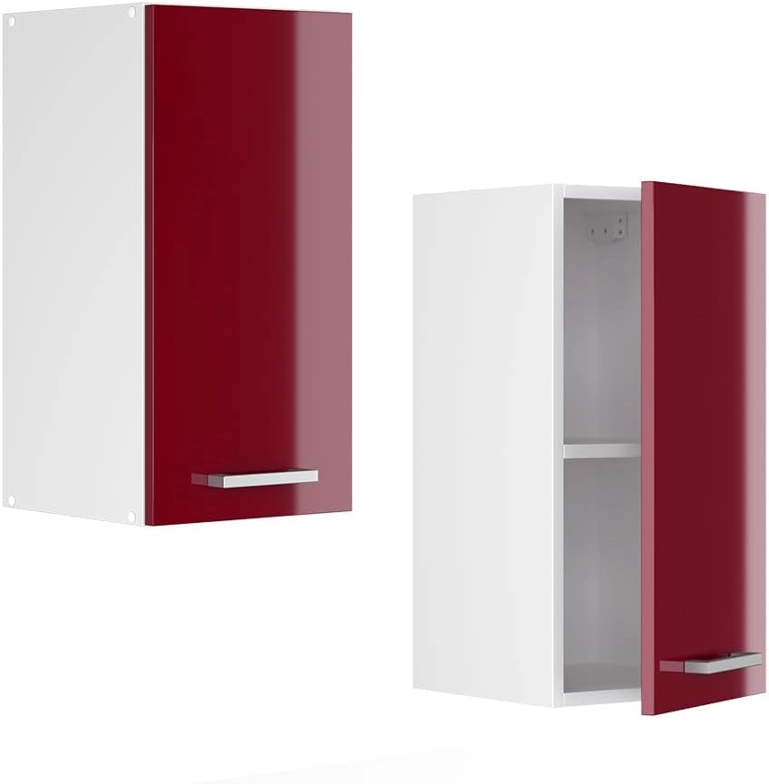 Pensile da cucina R-Line, Rosso lucido, 30 cm, per la libera combinazione all'interno di sistemi cucina modulari