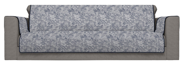 Copridivano con Copri Braccioli Seduta 125 cm in Poliestere e Cotone Blu Scuro