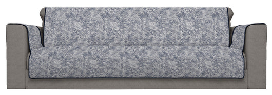 Copridivano con Copri Braccioli Seduta 60 cm in Poliestere e Cotone Blu Scuro