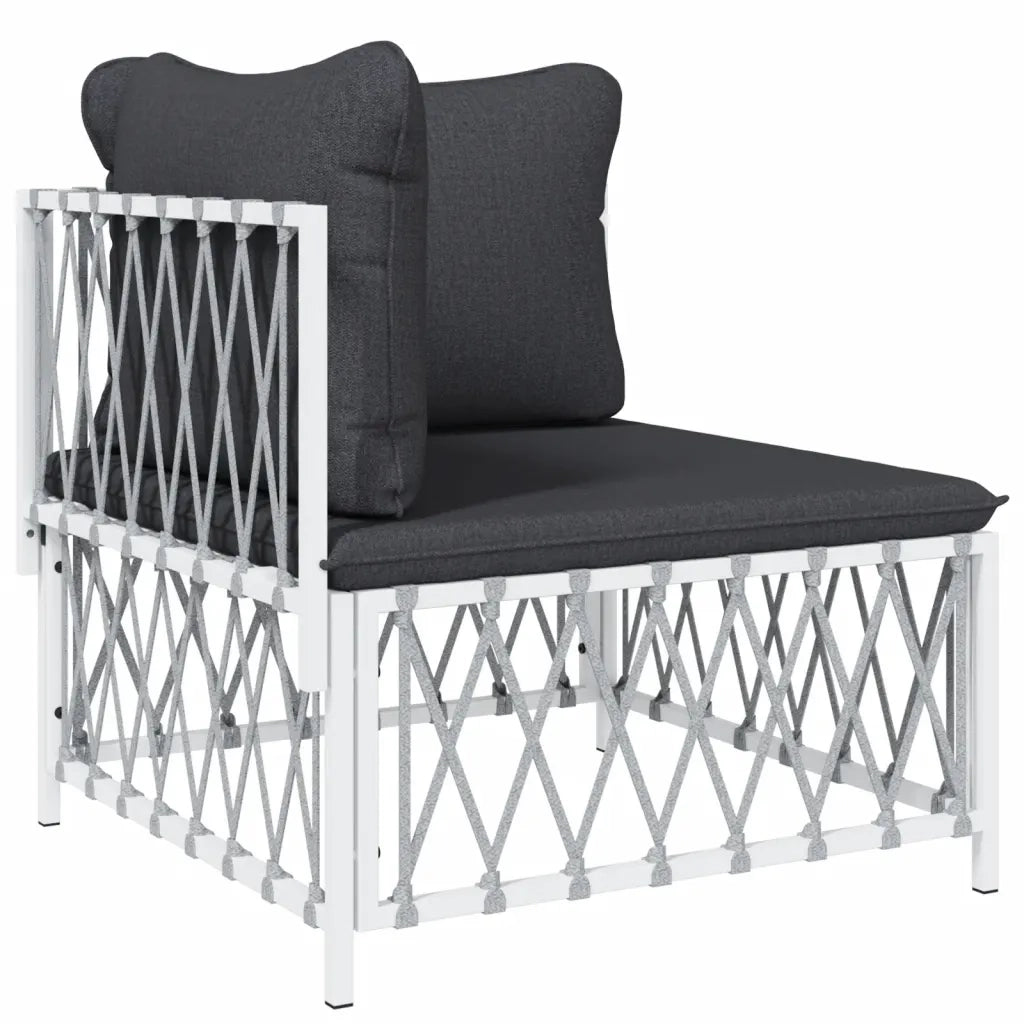 Set Salotto da Giardino 5 pz con Cuscini in Acciaio Bianco 3186862