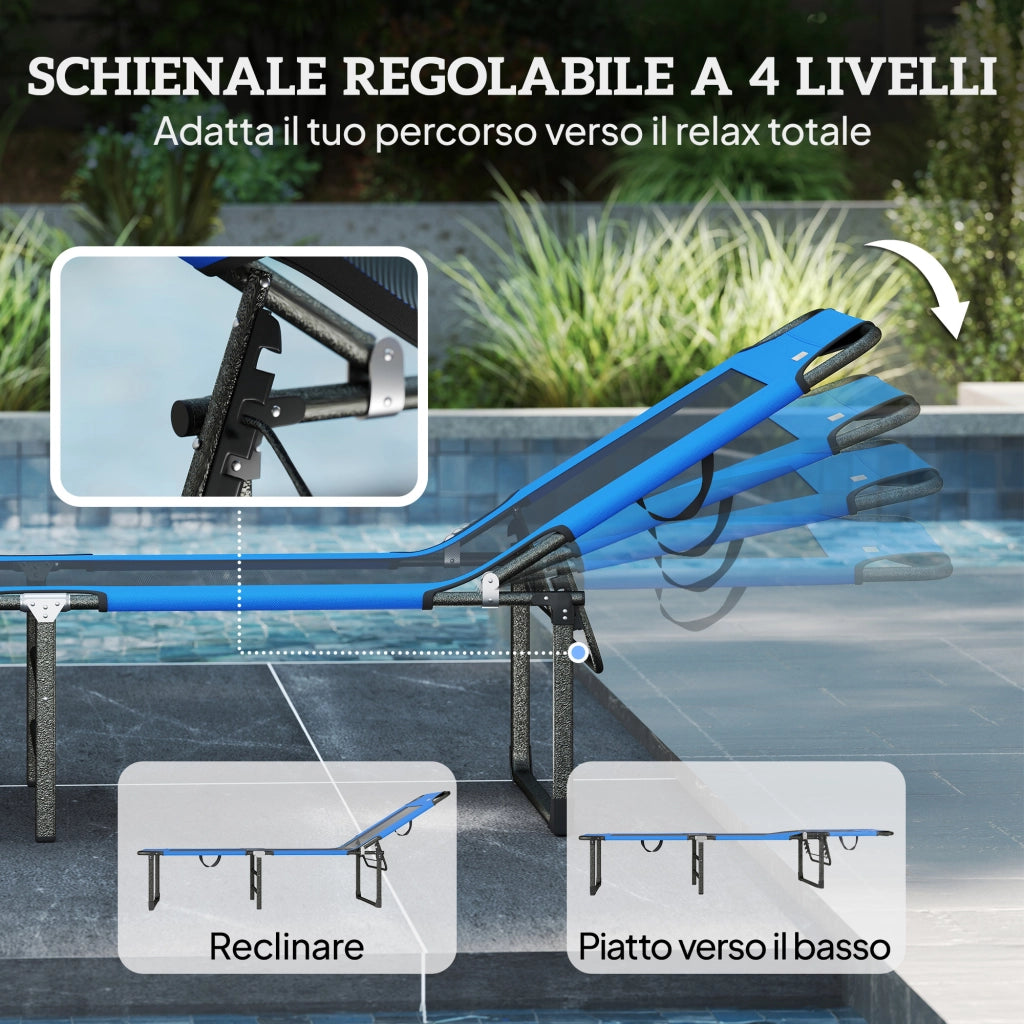 Letto pieghevole con schienale regolabile ¨C Minimal ¨C Blu 90x200