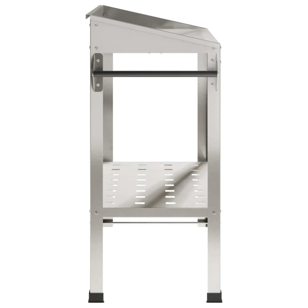 Tavolo da Vaso con Ruote 96 x 50 x 89 cm Acciaio Inox Argento 8014852