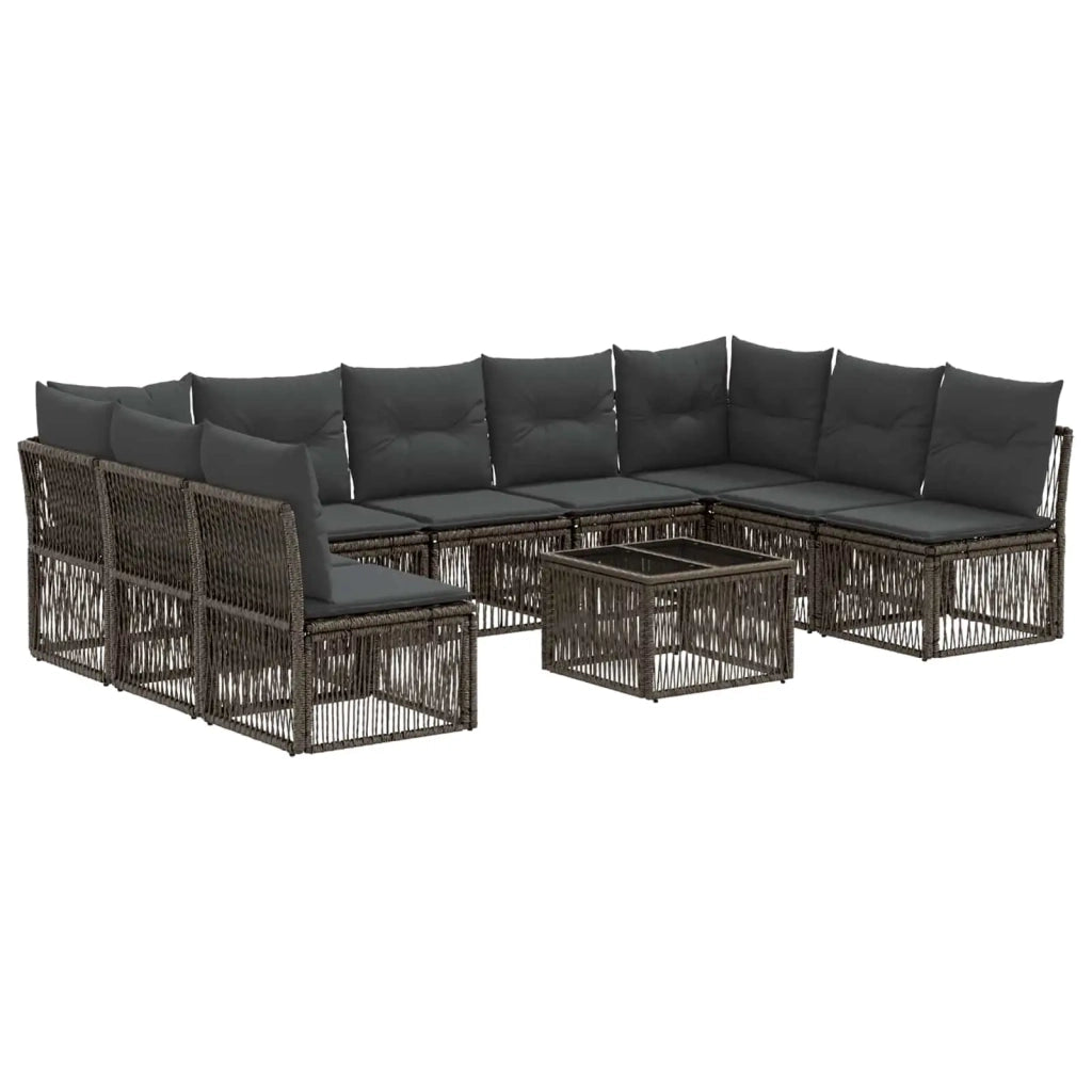 Set Divano da Giardino 10 pcs Grigio polyrattan