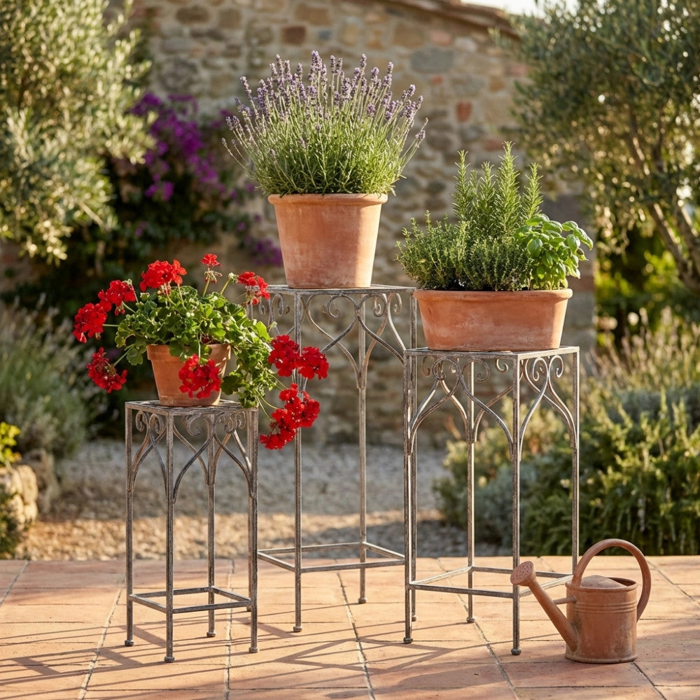SET DI 3 FIORIERE VINCENT BIANCO OSSIDATO