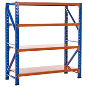 Scaffale moderno in metallo per esterni 4 ripiani arancione e blu 200 cm giardino garage