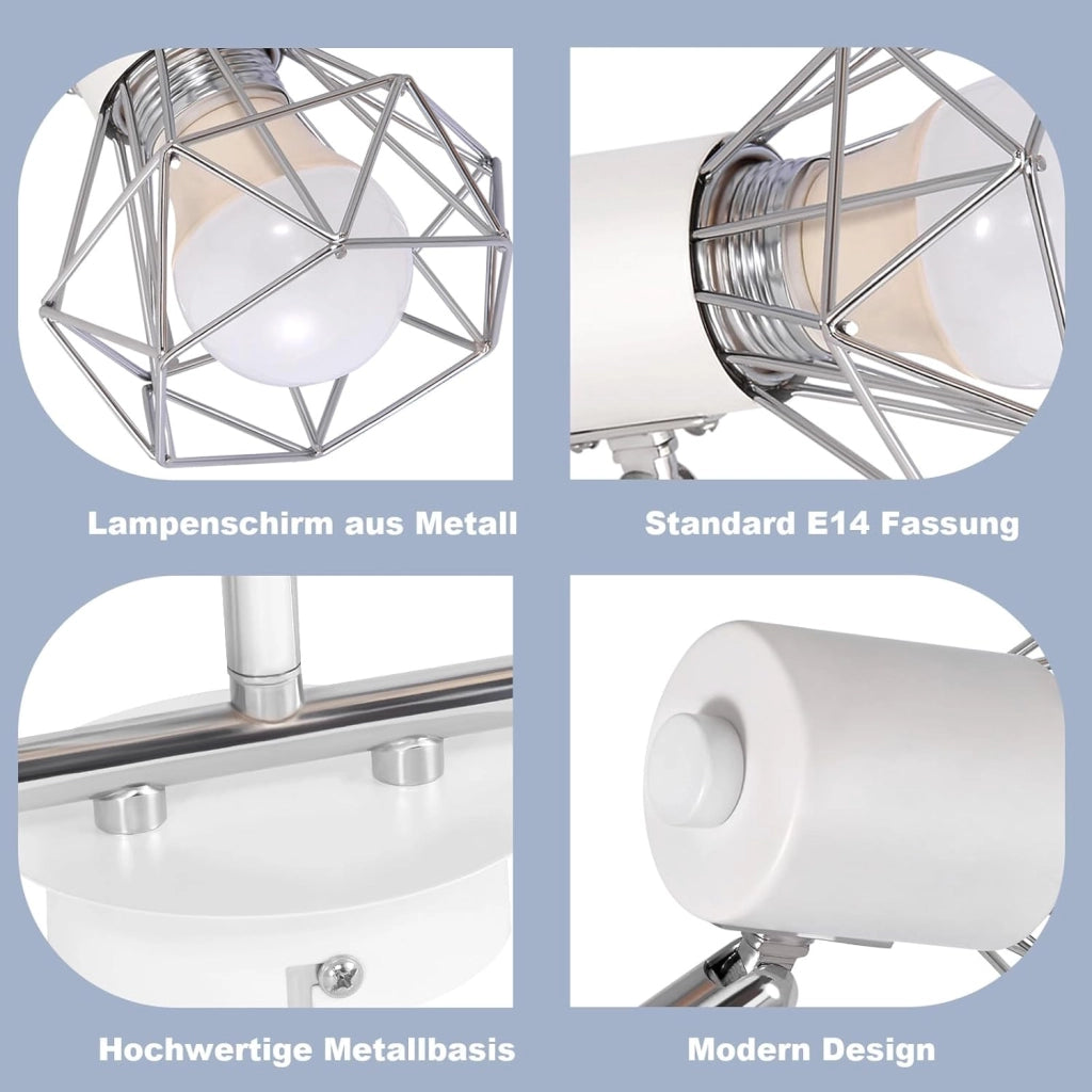 ZMH Faretto da soffitto a LED a 3 luci - lampada da soffitto retrò bianco/nero 350°