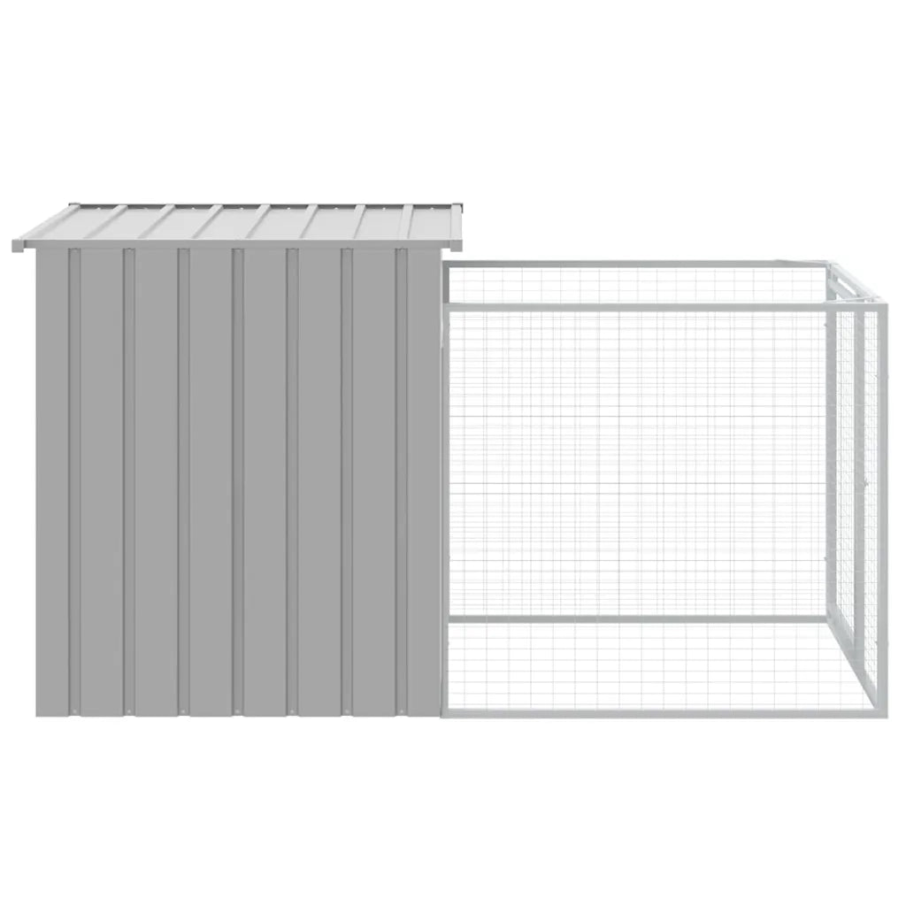 Cuccia per cani con recinto grigio chiaro 110x201x110 cm in acciaio zincato 172358