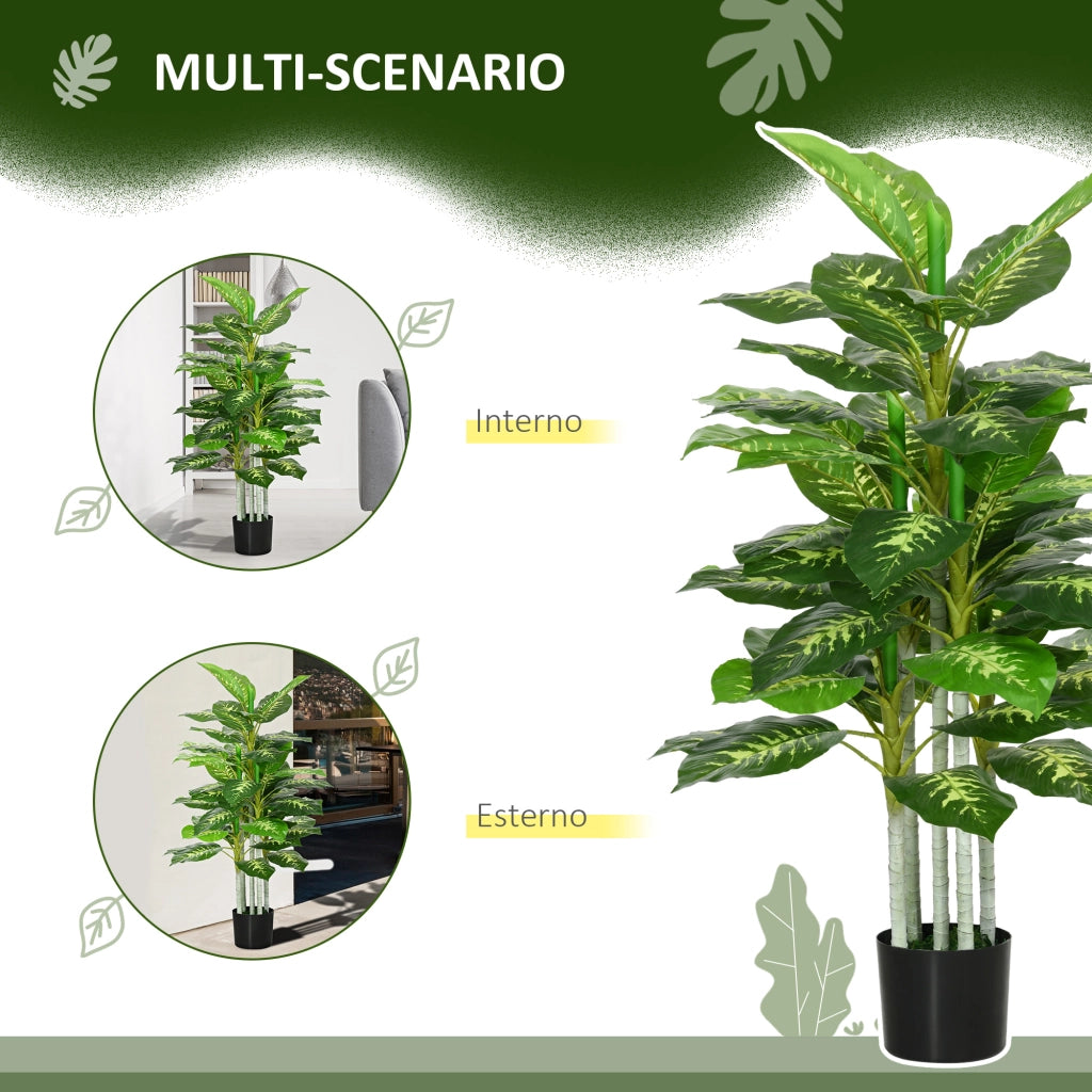 Pianta Artificiale Decorativa con Vaso ¨C zephmum ¨C Nero 120 cm per Interni Esterni Giardino