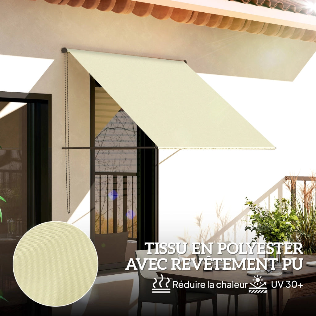 Tenda da sole retrattile manuale ¨C zephmum ¨C 150x116 cm crema alluminio poliestere