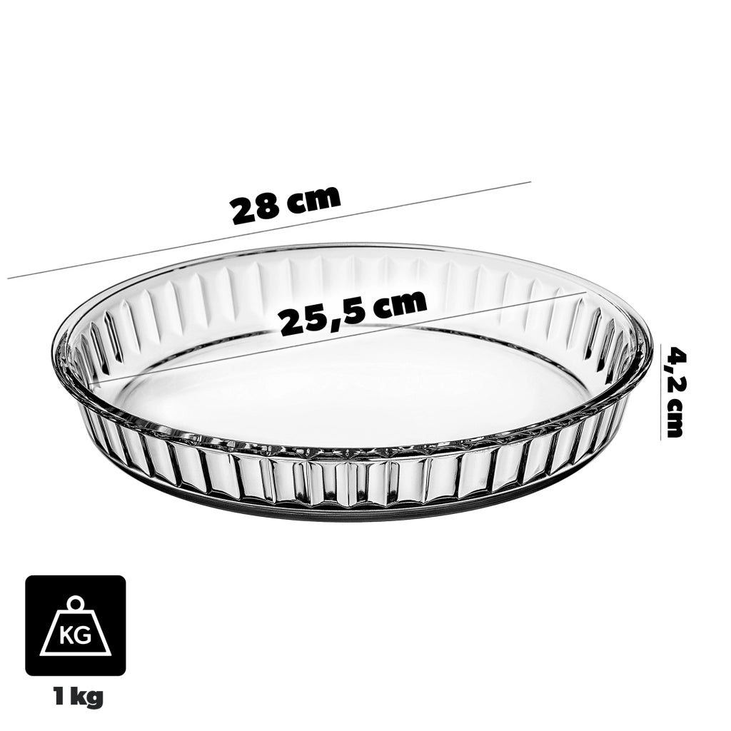 Teglia rotonda in vetro KADAX per pizza e crostate, resistente al forno, 28 cm