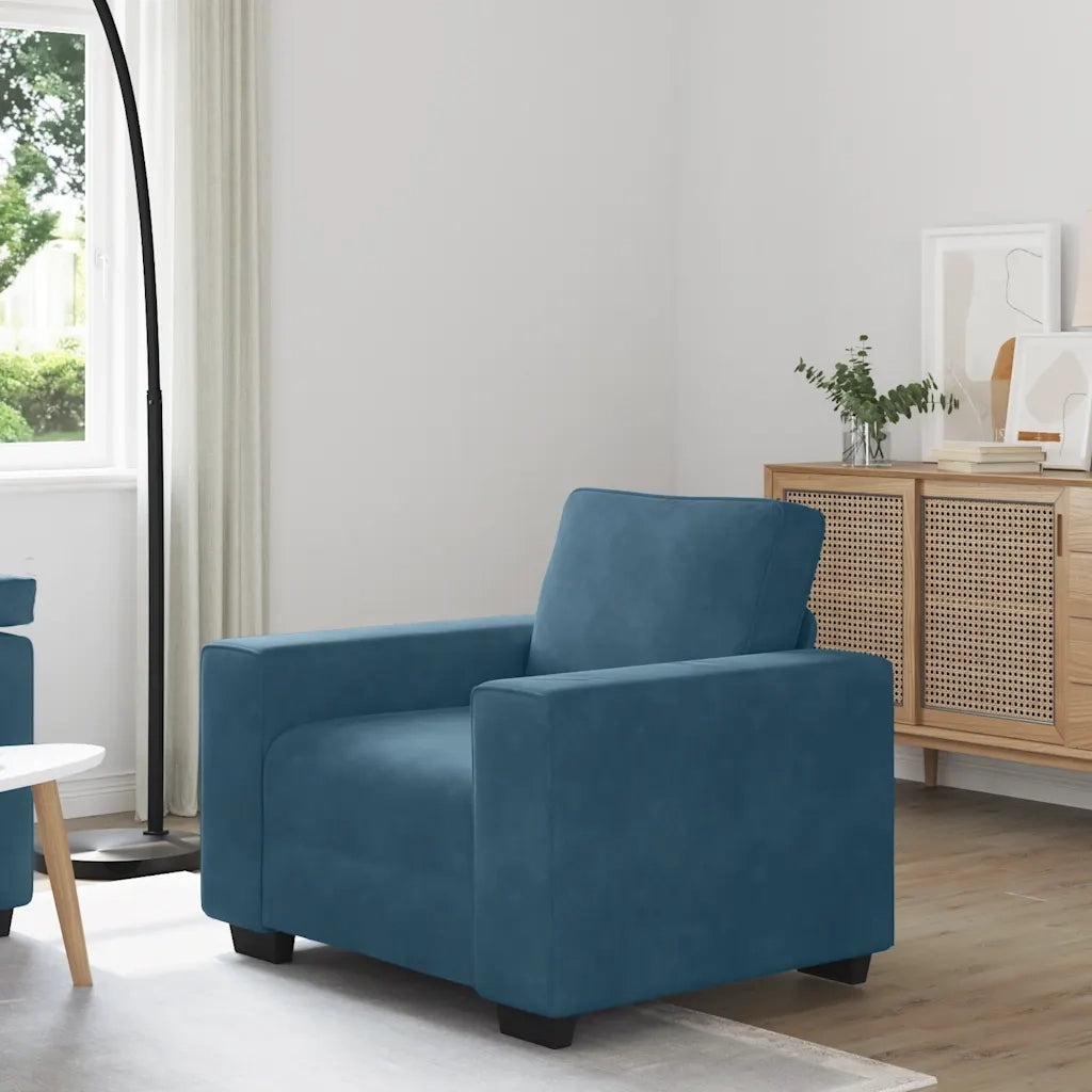 vidaXL Divano Sedia Blu 60 cm Velluto