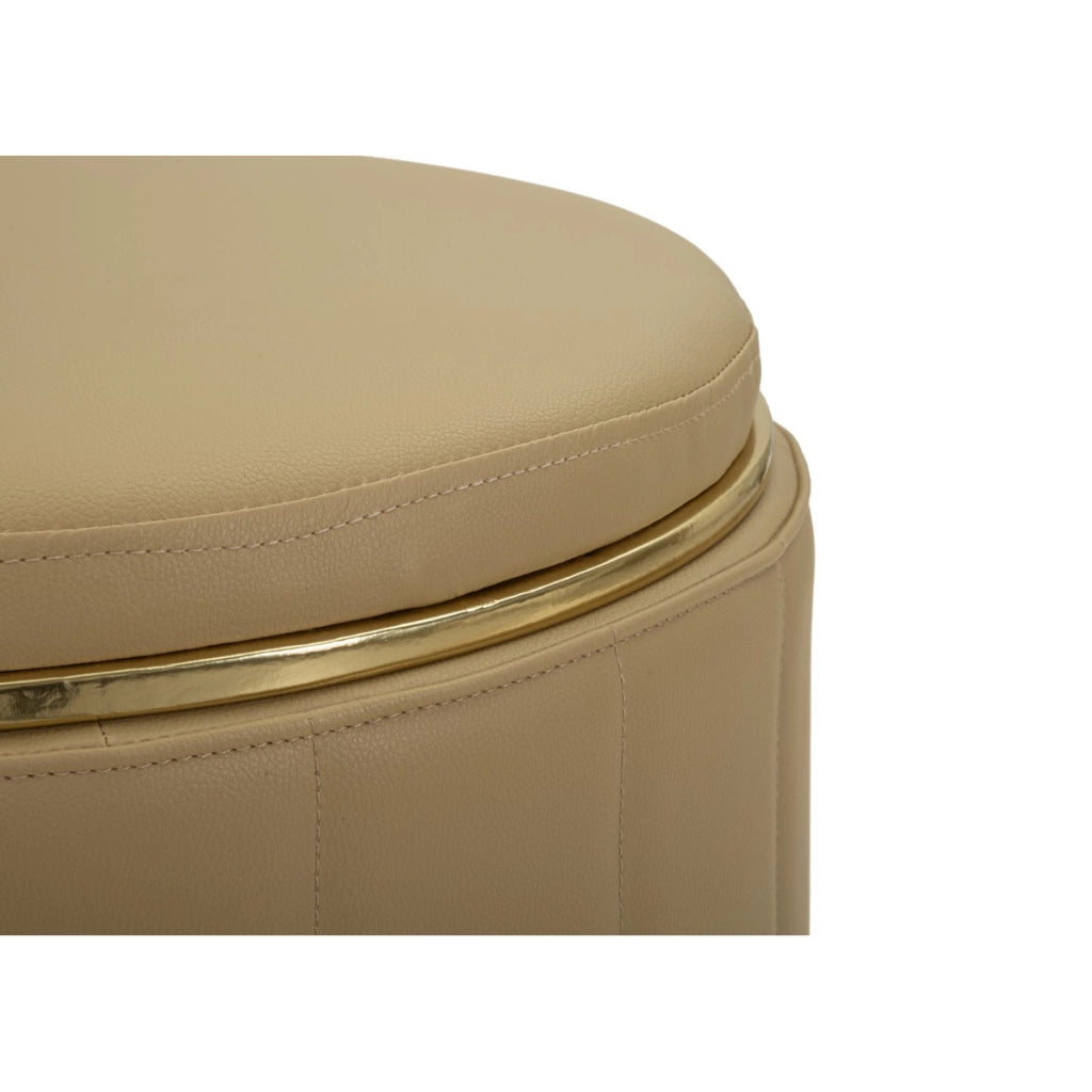 Pouf contenitore London in ecopelle marrone e metallo oro