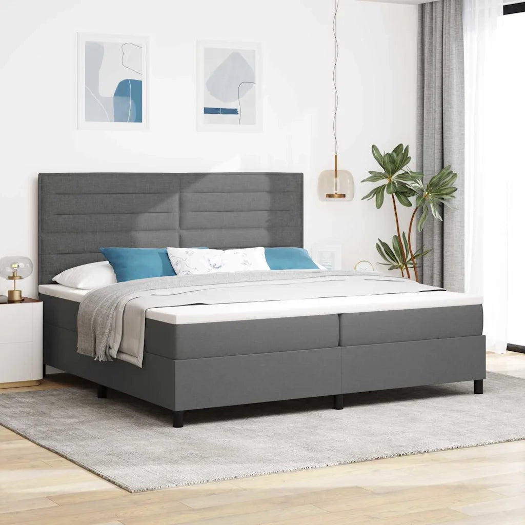 Letto a molle con materasso Grigio scuro 200 x 200 cm Tessuto