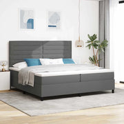 Letto a molle con materasso Grigio scuro 200 x 200 cm Tessuto