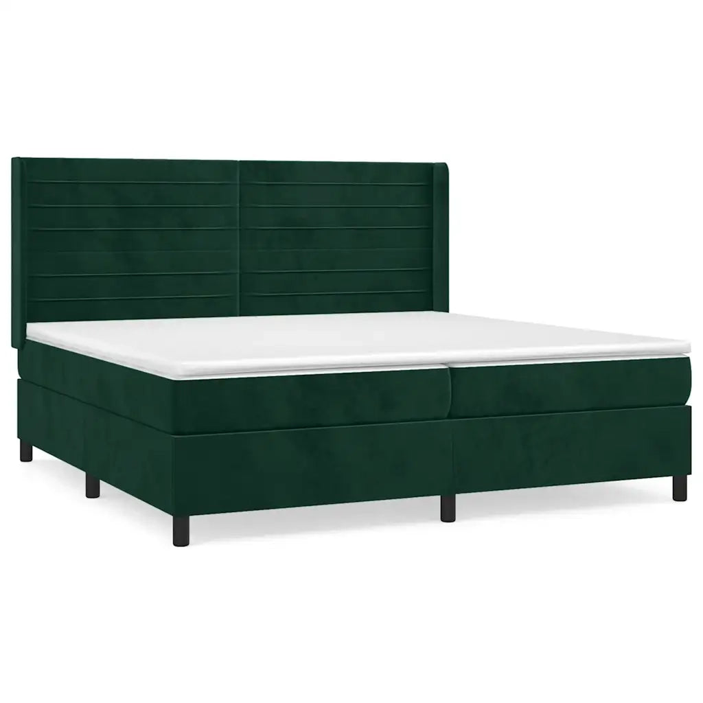 Giroletto a Molle con Materasso Verde Scuro 200x200 cm Velluto 3132762