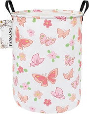 Opbergmanden opvolgbaar in lino, grandi contenitori per giocattoli, camera dei bambini, casa, contenitore di regalo, ufficio, camera da letto, abbigliamento (farfalla rossa arrotondata)