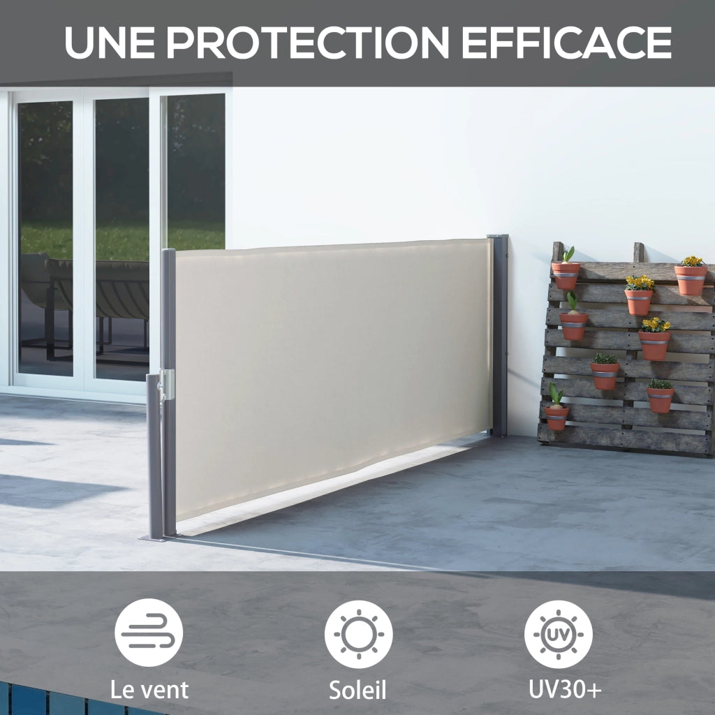 Paravento retrattile 3x1 m ¨C zephmum ¨C grigio, alluminio, poliestere 180 g/m2