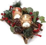Decorazione per Natale con Sostegno per Candelabro in Vetro - Decorazione con Frutta e Pigne per Casa, Matrimonio o Feste di Natale