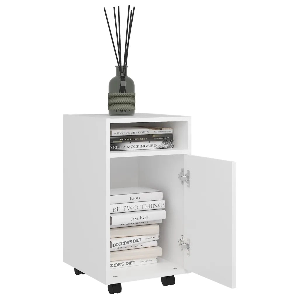 Credenza | Madia | Buffet da pranzo | Armadio da pranzo con Ruote Bianca 33x38x60 cm in Legno Multistrato